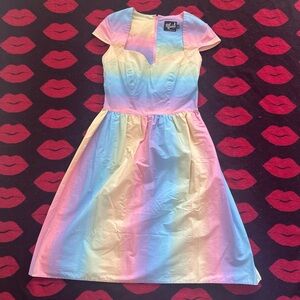 NWOT hell bunny rainbow pastel ombré retro dress XS